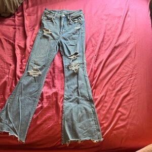 American eagle distressed flared jeans size 4